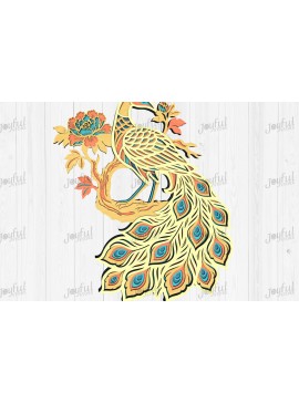 Σετ των 2 Intra απο ξύλο plywood 3mm-4mm πάχος - Πολύχρωμο  Peacock  με στρώσεις Δίασταση 30x20 cm INTRAFABR-125083021