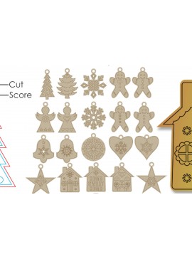 Σετ των 3 Intra απο ξύλο plywood 3mm-4mm πάχος - Στολίδι χρωματισμού Πακέτο  μονής γραμμής Δίασταση 6x6 cm INTRAFABR-20647018