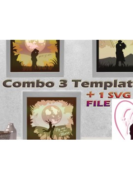 Σετ των 2 Intra απο ξύλο plywood 3mm-4mm πάχος - Combo Couples 3 Light Box Templates Δίασταση 18x18 cm INTRAFABR-10262375