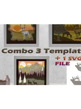 Σετ των 2 Intra απο ξύλο plywood 3mm-4mm πάχος - Combo Deers 3 Templates + 1 Light Box Δίασταση 18x18 cm INTRAFABR-10262199