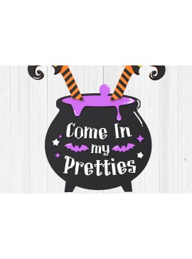 Σετ των 2 Intra απο ξύλο plywood 3mm-4mm πάχος - Come in My Pretties, Halloween Sign Δίασταση 15x15 cm INTRAFABR-105736224