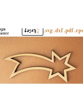 Σετ των 2 Intra απο ξύλο plywood 3mm-4mm πάχος - Χριστουγεννιάτικη διακόσμηση Comet για  Δίασταση 20x20 cm INTRAFABR-84049835