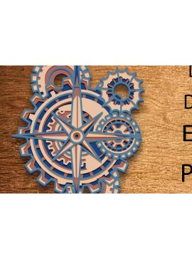 Σετ των 2 Intra απο ξύλο plywood 3mm-4mm πάχος - Compass Mandala Multilayer /3D Δίασταση 30x30 cm INTRAFABR-83667987