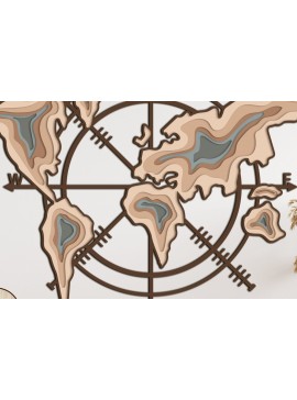 Intra απο ξύλο plywood 3mm-4mm πάχος - COMPASS MAP Έργο κοπής ξύλου με λέιζερ Δίασταση 32x27 cm INTRAFABR-35008386