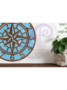 Intra απο ξύλο plywood 3mm-4mm πάχος - Ρολόι τοίχου Compass Cut Laser Files,  Δίασταση 30x20 cm INTRAFABR-89475458