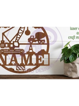 Σετ των 2 Intra απο ξύλο plywood 3mm-4mm πάχος - Σημάδι ονόματος γερανού κατασκευής  Laser Δίασταση 30x20 cm INTRAFABR-101209112