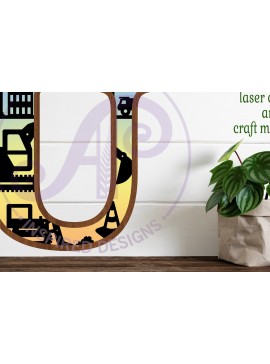 Intra απο ξύλο plywood 3mm-4mm πάχος - Κατασκευή Large U Wall Letter 3 Layer Δίασταση 30x20 cm INTRAFABR-115467059