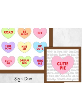 Σετ των 2 Intra απο ξύλο plywood 3mm-4mm πάχος -  λέιζερ Conversation Heart Sign Duo Δίασταση 30x8 cm INTRAFABR-65429335