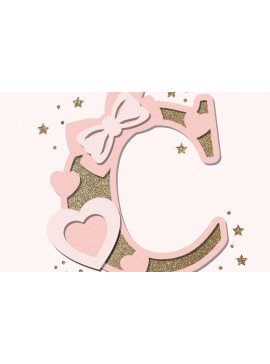 Σετ των 2 Intra απο ξύλο plywood 3mm-4mm πάχος - Coquette Alphabet 3D  Δίασταση 20x20 cm INTRAFABR-96298240