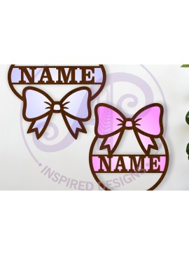 Σετ των 2 Intra απο ξύλο plywood 3mm-4mm πάχος - Κοκέτα Όνομα Φιόγκος Τοίχο σημάδι Δίασταση 30x20 cm INTRAFABR-120130518