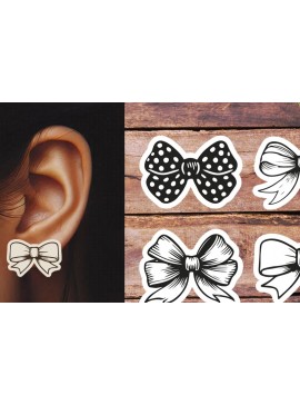 Σετ των 3 Intra απο ξύλο plywood 3mm-4mm πάχος - Σκουλαρίκια με φιόγκους κοκέτας | Laser Glowforge Δίασταση 3x3 cm INTRAFABR-120910168