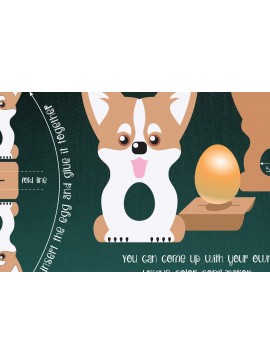 Σετ των 2 Intra απο ξύλο plywood 3mm-4mm πάχος - Σκύλος Corgi | Πρότυπο θήκης αυγών  Δίασταση 15x15 cm INTRAFABR-35690697