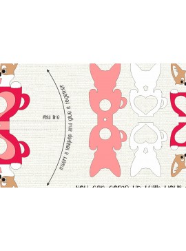 Σετ των 2 Intra απο ξύλο plywood 3mm-4mm πάχος - Σκύλος Corgi | Βαλεντίνος για γλειφιτζούρι Δίασταση 20x20 cm INTRAFABR-88579755