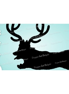 Σετ των 2 Intra απο ξύλο plywood 3mm-4mm πάχος - Corgi Reindeer Antlers Christmas Dog  Δίασταση 15x15 cm INTRAFABR-82728841