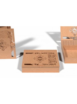 Σετ των 2 Intra απο ξύλο plywood 3mm-4mm πάχος - Γωνιακό λουλουδάτο μοτίβο Laser Cut Box  Δίασταση 30x30 cm INTRAFABR-118221926