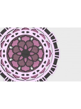 Σετ των 2 Intra απο ξύλο plywood 3mm-4mm πάχος - Cosmos Flower Mandala Δίασταση 30x30 cm INTRAFABR-75585974