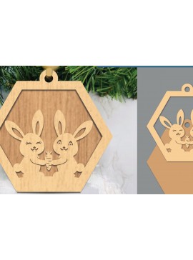 Σετ των 3 Intra απο ξύλο plywood 3mm-4mm πάχος - Στολίδι με κομμένο λέιζερ Ζευγάρι  Δίασταση 6x6 cm INTRAFABR-105468949