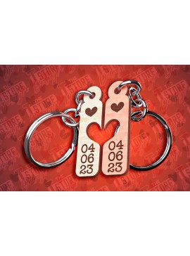 Σετ των 3 Intra απο ξύλο plywood 3mm-4mm πάχος - Μπρελόκ Καρδιά Ζευγαριού | Laser Cut  Δίασταση 4x4 cm INTRAFABR-81250983