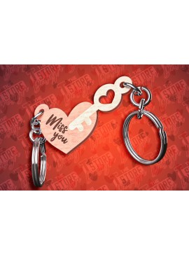 Σετ των 3 Intra απο ξύλο plywood 3mm-4mm πάχος - Μπρελόκ Καρδιά Ζευγαριού | Laser Cut  Δίασταση 4x4 cm INTRAFABR-81251052