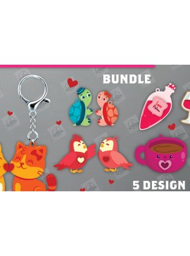 Σετ των 3 Intra απο ξύλο plywood 3mm-4mm πάχος - Δέσμη  κοπής με μπρελόκ για ζευγάρια Δίασταση 4x4 cm INTRAFABR-112811288