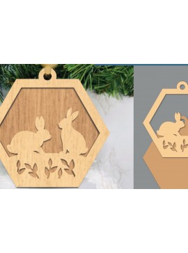 Σετ των 3 Intra απο ξύλο plywood 3mm-4mm πάχος - Στολίδι κομμένο με λέιζερ ζευγαριού  Δίασταση 6x6 cm INTRAFABR-105469043