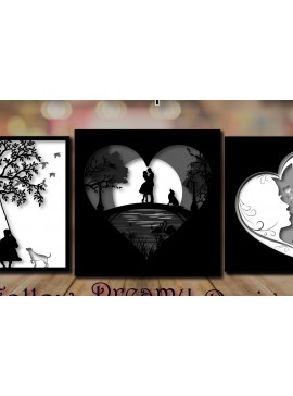 Σετ των 2 Intra απο ξύλο plywood 3mm-4mm πάχος - Δέσμη Couple Shadow Box των 3 Δίασταση 25x25 cm INTRAFABR-24527644