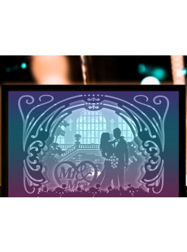 Σετ των 2 Intra απο ξύλο plywood 3mm-4mm πάχος - Κουτί φωτός κοπής από χαρτί γάμου για ζευγάρια Δίασταση 20x20 cm INTRAFABR-27687763