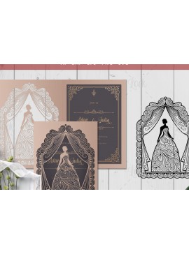 Σετ των 2 Intra απο ξύλο plywood 3mm-4mm πάχος - Ζευγάρι Γάμος , Γυναίκα με φόρεμα  Δίασταση 30x20 cm INTRAFABR-24107127