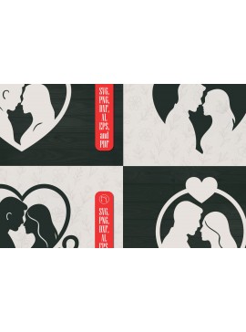 Σετ των 2 Intra απο ξύλο plywood 3mm-4mm πάχος - Ζευγάρι με Καρδιά καρέ  Cut File Bun Δίασταση 20x25 cm INTRAFABR-122810671