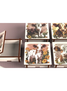 Σετ των 3 Intra απο ξύλο plywood 3mm-4mm πάχος - Cow Box  + 4 PNG για Εξάχνωση Δίασταση 9x9 cm INTRAFABR-120328553