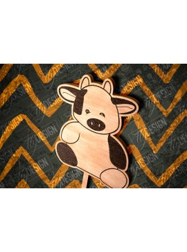 Σετ των 2 Intra απο ξύλο plywood 3mm-4mm πάχος - Cow Cake Topper Laser Cut Σχέδιο  Δίασταση 30x20 cm INTRAFABR-81266599