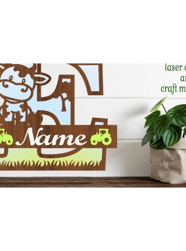 Σετ των 2 Intra απο ξύλο plywood 3mm-4mm πάχος - Μονόγραμμα κεφαλαίου αγελάδας Γράμμα E  Αποκοπή Δίασταση 30x20 cm INTRAFABR-74483600