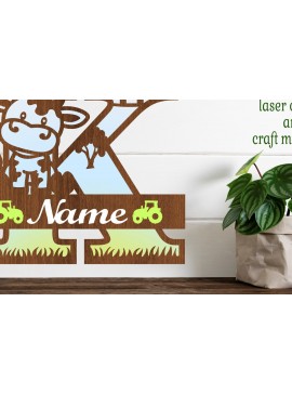 Σετ των 2 Intra απο ξύλο plywood 3mm-4mm πάχος - Μονόγραμμα κεφαλαίου αγελάδας Γράμμα K  Αποκοπή Δίασταση 30x20 cm INTRAFABR-74483734