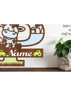 Σετ των 2 Intra απο ξύλο plywood 3mm-4mm πάχος - Μονόγραμμα κεφαλαίου αγελάδας Γράμμα P  Αποκοπή Δίασταση 30x20 cm INTRAFABR-74483908