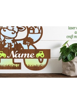 Σετ των 2 Intra απο ξύλο plywood 3mm-4mm πάχος - Μονόγραμμα κεφαλαίου αγελάδας Γράμμα R  Αποκοπή Δίασταση 30x20 cm INTRAFABR-74483958