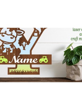 Intra απο ξύλο plywood 3mm-4mm πάχος - Μονόγραμμα κεφαλαίων αγελάδας Γράμμα Y  Αποκοπή Δίασταση 30x20 cm INTRAFABR-74484142