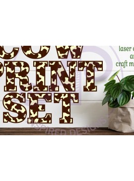 Σετ των 2 Intra απο ξύλο plywood 3mm-4mm πάχος - Cow Print Letters Alphabet Σετ X 37 Δίασταση 30x20 cm INTRAFABR-99957611
