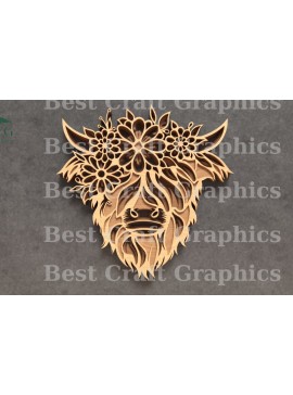 Σετ των 2 Intra απο ξύλο plywood 3mm-4mm πάχος - Αρχεία αποκοπής  με στρώματα κρανίου αγελάδας Δίασταση 20x20 cm INTRAFABR-119821036