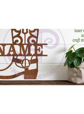 Σετ των 2 Intra απο ξύλο plywood 3mm-4mm πάχος - Cowboy Boot Design Name Sin  Laser Δίασταση 30x20 cm INTRAFABR-99442053