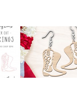 Intra απο ξύλο plywood 3mm-4mm πάχος -  κοπής με λέιζερ σκουλαρίκια Cowboy Boots Δίασταση 900x900 cm INTRAFABR-119891077