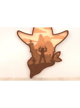 Intra απο ξύλο plywood 3mm-4mm πάχος - Cowboy Duel Wild West Layered Wall Art Δίασταση 40x50 cm INTRAFABR-119868235
