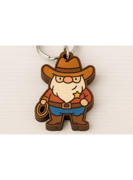 Σετ των 3 Intra απο ξύλο plywood 3mm-4mm πάχος - Μπρελόκ Cowboy Gnome Δίασταση 4x4 cm INTRAFABR-120896891