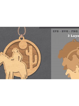 Σετ των 3 Intra απο ξύλο plywood 3mm-4mm πάχος - Στολίδι Cowboy Laser Cut  Δίασταση 6x6 cm INTRAFABR-112011414