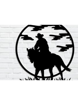 Intra απο ξύλο plywood 3mm-4mm πάχος -  με λέιζερ Cowboy Metal Wall Art Δίασταση 40x50 cm INTRAFABR-85477246