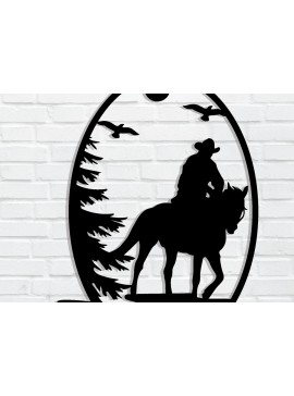 Intra απο ξύλο plywood 3mm-4mm πάχος -  με λέιζερ Cowboy Metal Wall Art Δίασταση 40x50 cm INTRAFABR-85477595