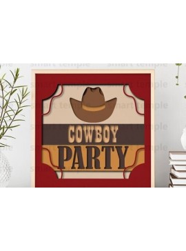 Σετ των 2 Intra απο ξύλο plywood 3mm-4mm πάχος - Cowboy Party Layered, Cowboy Party  Δίασταση 20x20 cm INTRAFABR-80219932