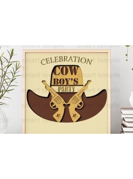 Σετ των 2 Intra απο ξύλο plywood 3mm-4mm πάχος - Cowboy Party Εκτυπώσιμο, Cowboy Party3d Δίασταση 20x20 cm INTRAFABR-80224153