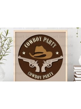 Σετ των 2 Intra απο ξύλο plywood 3mm-4mm πάχος - Cowboy Party3d Light Box Δίασταση 20x20 cm INTRAFABR-80219142
