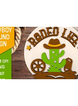 Intra απο ξύλο plywood 3mm-4mm πάχος - Στρογγυλή πινακίδα Cowboy Cut Laser Δίασταση 30x20 cm INTRAFABR-97729590