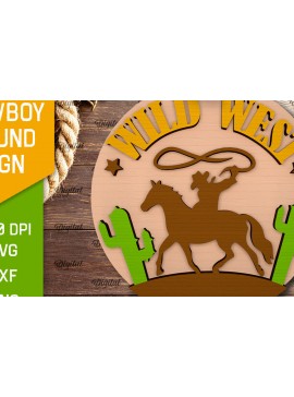 Σετ των 2 Intra απο ξύλο plywood 3mm-4mm πάχος - Στρογγυλή πινακίδα Cowboy Cut Laser Δίασταση 30x20 cm INTRAFABR-97729751